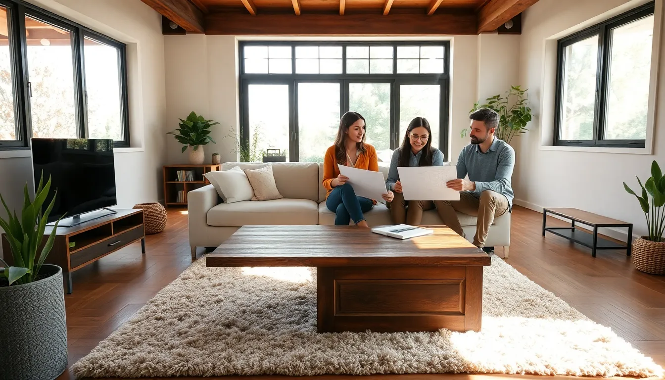 sustainable interior design featuring reclaimed materials and natural light.